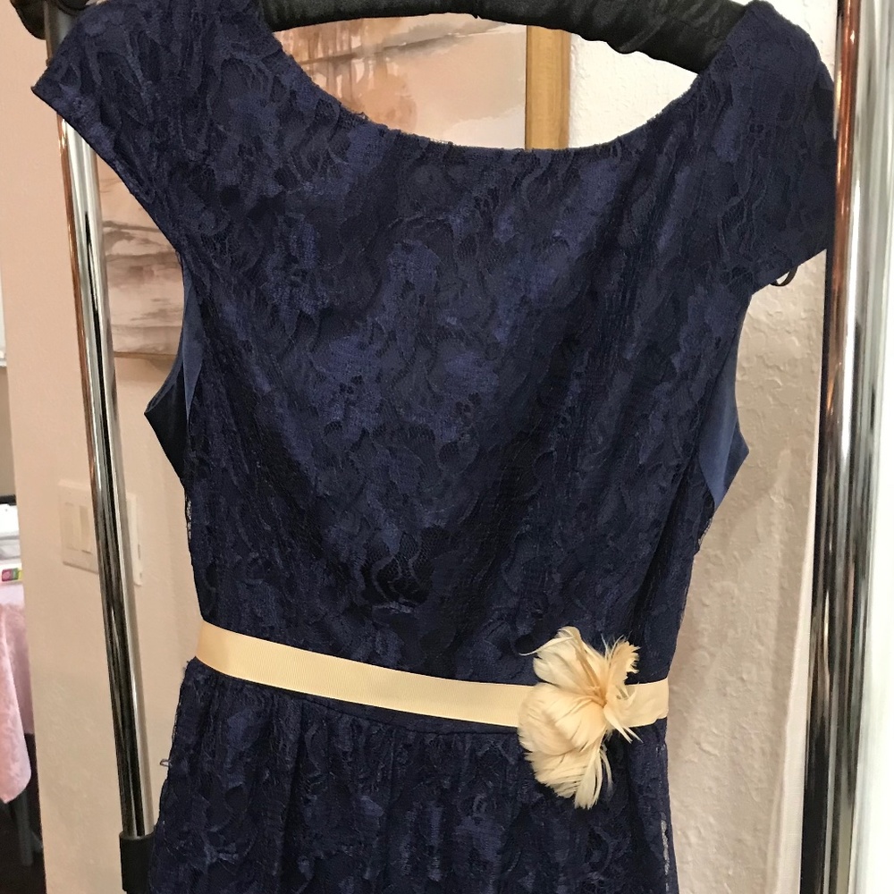 Formal blue juniors dress with belt